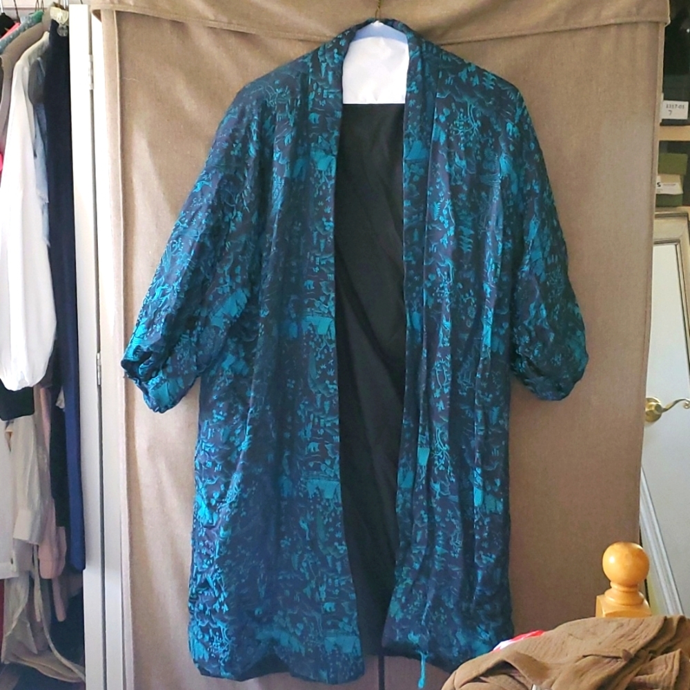 Vintage Silk-like Asian-style Lounge Robe Leisure wear